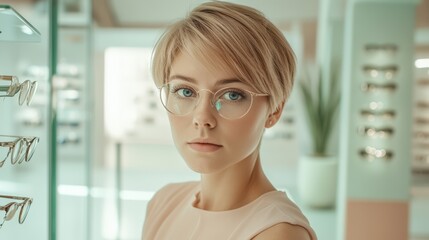 Wall Mural - The woman with round glasses