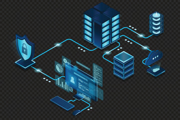 Poster - VPN protection with a shield. Virtual private network security technology concept. Cyber security. Vector illustration