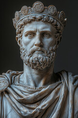 Leinwandbilder - A statue of an emperor, isolated on a pastel gray background, symbolizing the legacy and grandeur of imperial leadership,