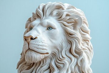 Poster - A statue of a lion or eagle, isolated on a pastel cream background, symbolizing the strength and majesty of an empire,