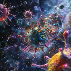 Wall Mural - virus in the microscope