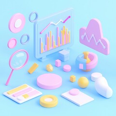Poster - D Pastel Color Geometric Shapes and Chart