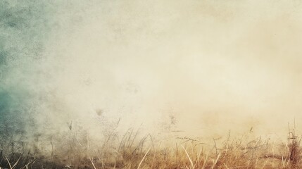 Wall Mural - Vintage Grunge Field with Faded Grass and Textured Sky Background
