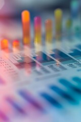 Poster - Macro view of a pastel-colored finance graph AI generated illustration