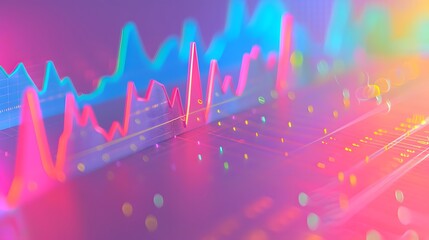 Poster - Macro view of a pastel-colored finance graph AI generated illustration