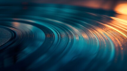 Poster - Macro view of vinyl record grooves in a minimalistic form AI generated illustration
