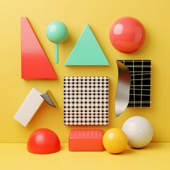 Poster - 3d style Memphis isolated shapes AI generated illustration
