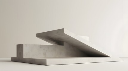 Poster - Minimalist art concept featuring an angular gypsum podium AI generated illustration