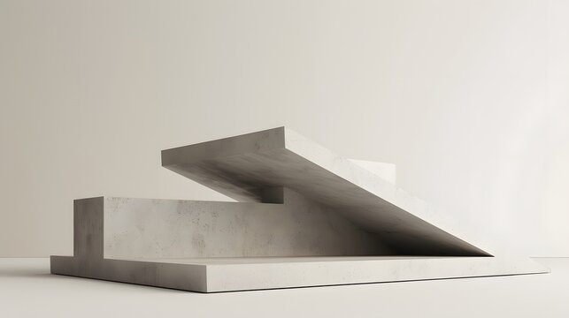 Minimalist art concept featuring an angular gypsum podium AI generated illustration