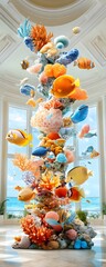 Wall Mural - Tropical Coral Reef in a Window.