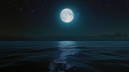 Wall Mural - moon over the ocean