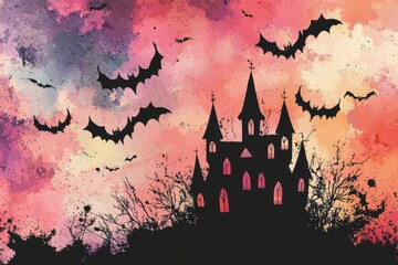 Canvas Print - An eerie Halloween castle for a party in the dark