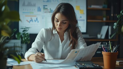 Poster - The businesswoman at her desk