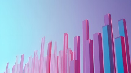 Poster - Minimalist pastel representation of the stock market  AI generated illustration