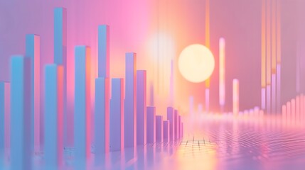 Poster - Minimalist pastel representation of the stock market   --style rawAI generated illustration