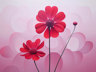 Wall Mural - dark pink flower in a light background, Pink flowers background