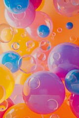 Poster - Minimalistic design of vibrant floating bubbles in vibrant shades  AI generated illustration