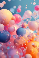 Poster - Minimalistic design of vibrant floating bubbles in vibrant shades  AI generated illustration