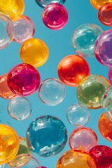 Poster - Minimalistic design of vibrant floating bubbles in vibrant shades  AI generated illustration