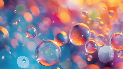 Poster - Minimalistic design of vibrant floating bubbles in vibrant shades  AI generated illustration