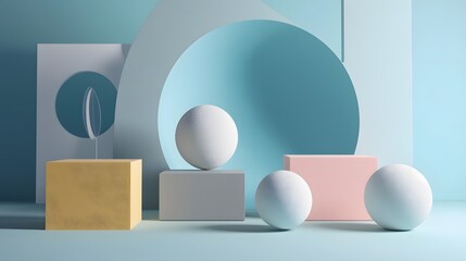 Poster - Minimalistic dynamic geometry for a modern gipsum prop poster  AI generated illustration