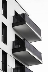 Sticker - Minimalistic macro view of a terrace house in black and white  AI generated illustration