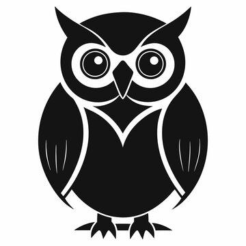Vector illustration of cute big eyed owl