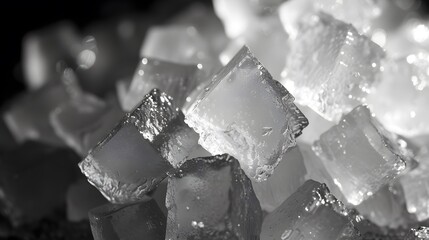 Wall Mural - Monochrome shot of sugar crystals with high contrast lighting  AI generated illustration