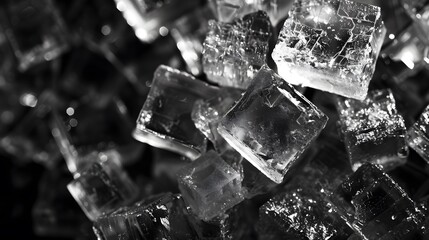 Wall Mural - Monochrome shot of sugar crystals with high contrast lighting   AI generated illustration