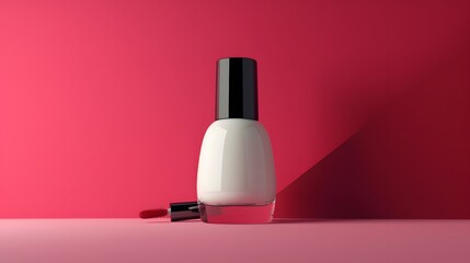 Wall Mural - Nail polish bottle as viewed from an unusual angle in a contemporary style  AI generated illustration