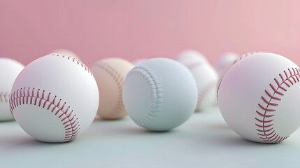 Fototapete - D design of a baseball set in muted pastel colors   AI generated illustration