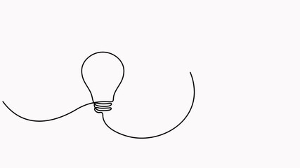 Poster - lightbulb with flying paper plane continuous line drawing animation. idea conceptual symbol animated