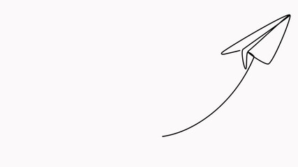 Poster - Paper airplane flight continuous line drawing animated video. Heart linear shape path animation.