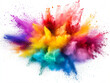 © Athiphat - colorful ink splashes, Colorful paint splashes, Colored powder explosion. Paint holi, Mix rainbow splash on isolated white background, Clipt Art