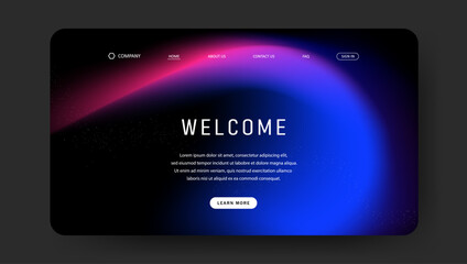 Poster - Abstract wave futuristic design of landing page. gradient mesh website design