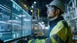 © Junior - AI for Predictive Maintenance: Engineers in a futuristic factory using AI-powered software to predict when machines need maintenance, preventing downtime and ensuring smooth production processes