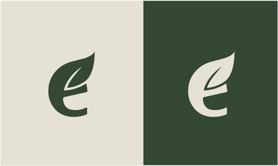 Sticker - Letter E Leaf Logo, Natural Premium Icon Design.