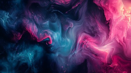 Wall Mural - Abstract Swirling Paint in Vibrant Pink and Blue Hues