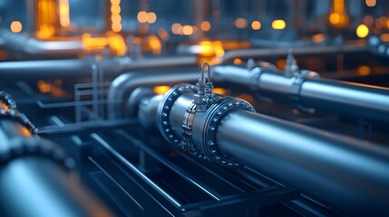 Poster - intricate steel pipeline network powering industrial chemical