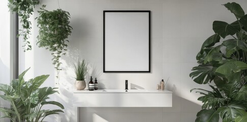 Minimalist Bathroom Interior Design with Plants.