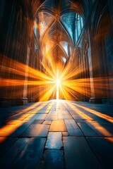 Poster - Light Beams Through Cathedral Window.