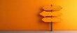 © Naret - Close-up of a road sign with arrows showing various career directions, orange isolated background, studio lighting