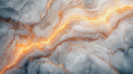 Poster - A marble wall with orange streaks and a white background. The orange streaks give the wall a sense of movement and energy