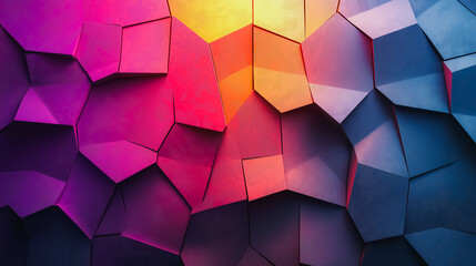 Poster - A colorful abstract design with a lot of different shapes and colors. The design is made up of squares and triangles, and it has a very dynamic and energetic feel to it. The colors are bright and bold