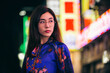 © oneinchpunch - Beautiful young asian woman wearing fashionable attire portrait with blurred city lights - Stylish teen female with cool style