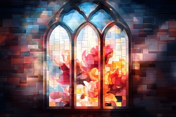 Canvas Print - Abstract Window with Flower Pattern.