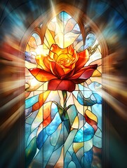 Poster - Stained Glass Rose Window.