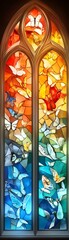 Wall Mural - Stained Glass Butterfly Window.