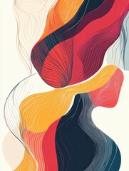 Poster - Abstract Waves of Colorful Lines and Shapes