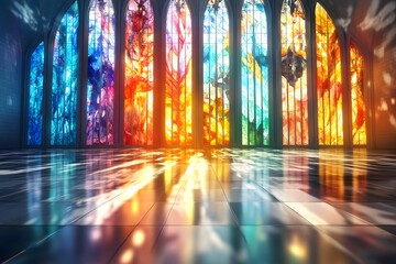 Canvas Print - Stained Glass Window Reflection.